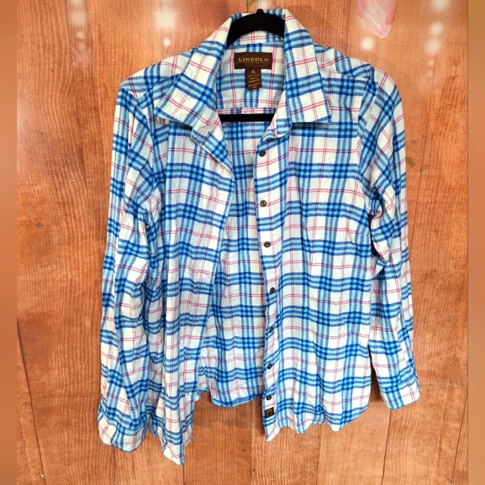 Women's Blue Plaid Button Down Shirt